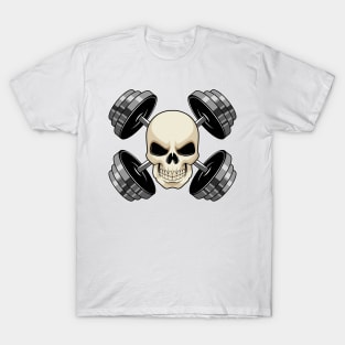 Skull Strength training Dumbbells T-Shirt